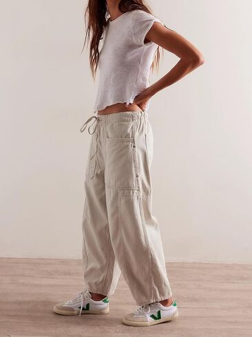 utcoco Womens Y2k Jeans Casual Loose Low Rise Drawstring Taper Barrel Denim Trousers in Saudi Arabia