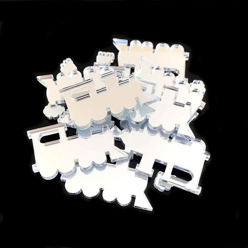 Super Cool Creations Steam Train Shaped Crafting Mirrors, Set of 10, Many Colours, Shatterproof Acrylic, Silver Mirror, Pack of 10 x 10cm in Saudi Arabia