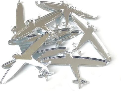 Super Cool Creations Spitfire Shaped Crafting Mirrors, Set of 10, Many Colours, Shatterproof Acrylic, Silver Mirror, Pack of 10 x 4cm in Saudi Arabia