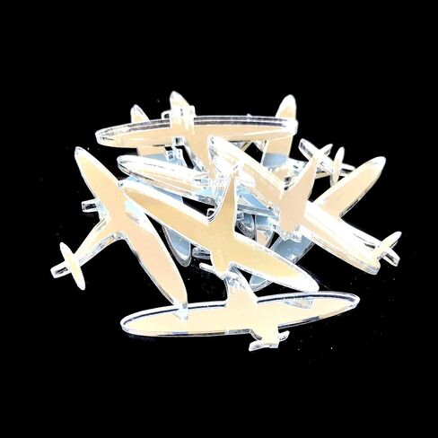 Super Cool Creations Spitfire Shaped Crafting Mirrors, Set of 10, Many Colours, Shatterproof Acrylic, Silver Mirror, Pack of 10 x 4cm in Saudi Arabia