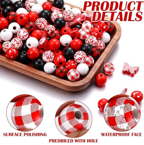 200 جهاز كمبيوتر شخصى عيد الميلاد الخرز الخشبي سانتا كلوز الشتاء الأحمر والأبيض الخرز الخشبي قصب الحلوى جولة فضفاض فاصل مزرعة الحرفية الخرز ل DIY سوار قلادة القرط صنع المجوهرات ديكور المنزل in Kuwait