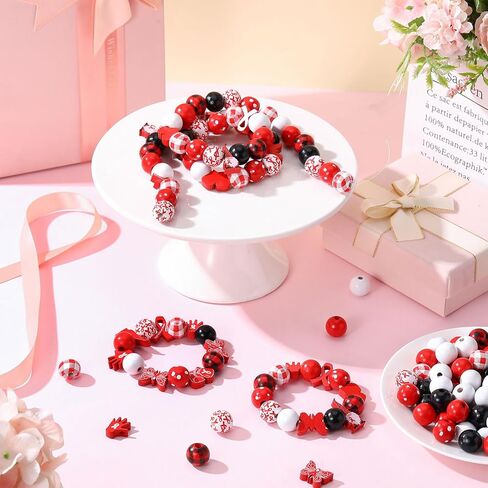 200 جهاز كمبيوتر شخصى عيد الميلاد الخرز الخشبي سانتا كلوز الشتاء الأحمر والأبيض الخرز الخشبي قصب الحلوى جولة فضفاض فاصل مزرعة الحرفية الخرز ل DIY سوار قلادة القرط صنع المجوهرات ديكور المنزل in Kuwait