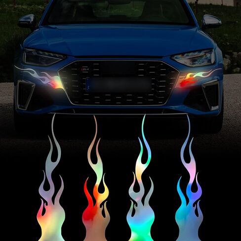 TOMALL 4 Pcs 11.4'' Flame Reflective Sticker for Car Vinyl Racing Sports Flame Stripe Decal for Golf Cart Off-Road Vehicles Motorcycles Bike Skateboard Laptop DIY Decoration (Red) in Saudi Arabia