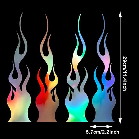TOMALL 4 Pcs 11.4'' Flame Reflective Sticker for Car Vinyl Racing Sports Flame Stripe Decal for Golf Cart Off-Road Vehicles Motorcycles Bike Skateboard Laptop DIY Decoration (Red) in Saudi Arabia