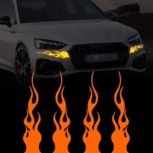 Tomall 4 PCS 11.4 '' Flame Reflective sticker for Vinyl Sports Sports Stripe Stripe Stripe Stripe for Golf Cart Off-Road Motorclies الدراجات التزلج على اللوحات المحمولة DIY (Red) in Kuwait