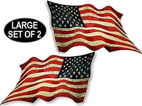 2 حزمة: كبير اللوحات العتيقة العلم الأمريكي إلى الأمام والملصق العكسي ملصق الملصقات (Mirror Old Look US US US Greaded) 7 × 11 بوصة (ملصقات × 2) in Saudi Arabia