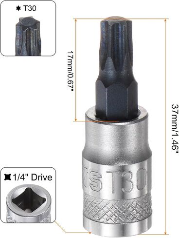 HARFINGTON Torx Bit Socket T40 Solid Star 1/4" Drive 1.46" Length S2 Steel Bit CR-V Socket for Ratchet Wrench, Slide Bar, Extension Rod in Saudi Arabia