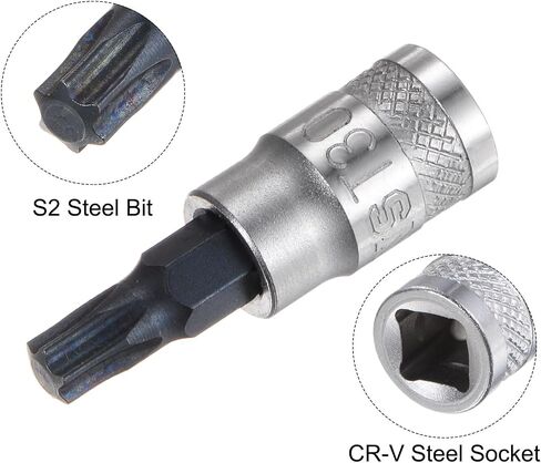 HARFINGTON Torx Bit Socket T40 Solid Star 1/4" Drive 1.46" Length S2 Steel Bit CR-V Socket for Ratchet Wrench, Slide Bar, Extension Rod in Saudi Arabia