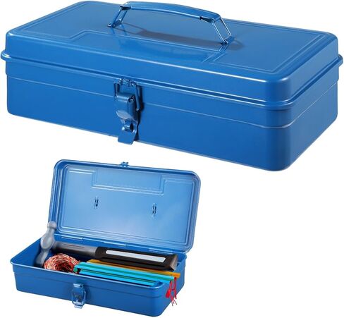 Steel Storage Box with Hinged Lid, Metal Container for Scrapbook Stamps, Rectangular Empty Hinged Metal Tool Box, Metal Storage Organizer for Pegs, Pens, Stationary (8 X 4 X 2 Inch) in Saudi Arabia