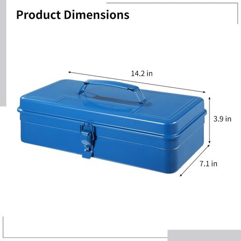 Steel Storage Box with Hinged Lid, Metal Container for Scrapbook Stamps, Rectangular Empty Hinged Metal Tool Box, Metal Storage Organizer for Pegs, Pens, Stationary (8 X 4 X 2 Inch) in Saudi Arabia
