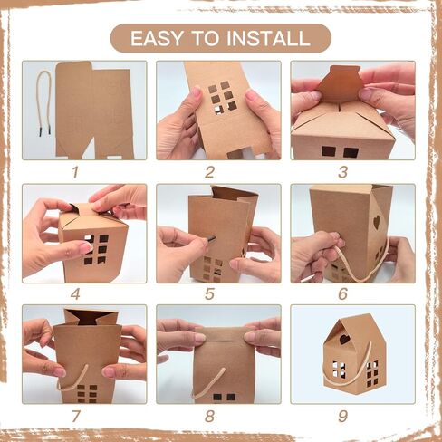 Geryvtee 36 PCS House Gift Joxes 3x3x3inch Kraft Paper Candy Box Box Cardboard Acags for Wedding Christmas Birthdy Party Container (Brown) in Kuwait