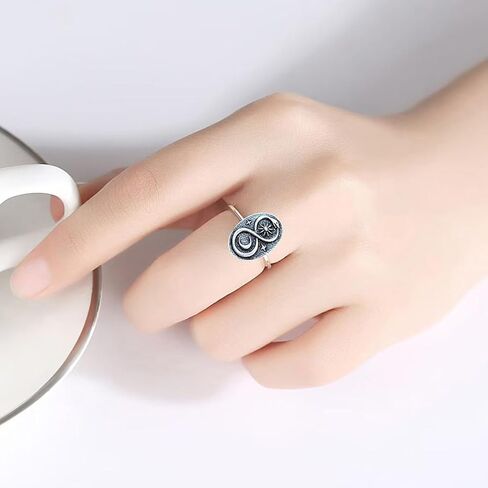 الفضة الاسترليني الفضية اللانهائية ouroboros Snake Sun Moon Stars Punk Cocktail Party Barty Barty Bohemian Boho Ring Jewelry for Women in Saudi Arabia