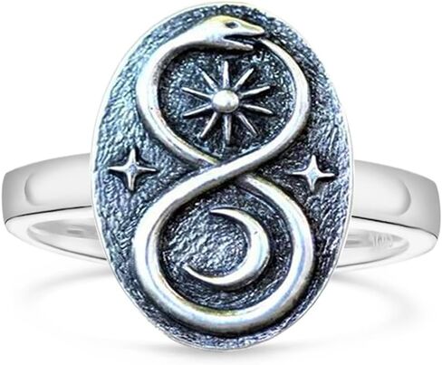 الفضة الاسترليني الفضية اللانهائية ouroboros Snake Sun Moon Stars Punk Cocktail Party Barty Barty Bohemian Boho Ring Jewelry for Women in Saudi Arabia