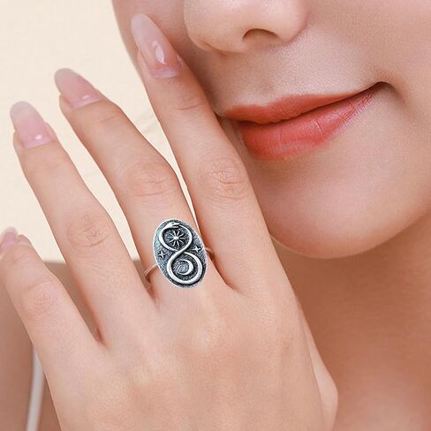 الفضة الاسترليني الفضية اللانهائية ouroboros Snake Sun Moon Stars Punk Cocktail Party Barty Barty Bohemian Boho Ring Jewelry for Women in Saudi Arabia