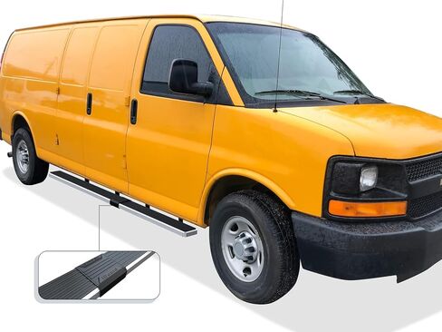APS Premium 6in الفضة 304 ألواح تشغيل الفولاذ المقاوم للصدأ متوافقة مع Chevy Express GMC Savana 03-25 in Saudi Arabia