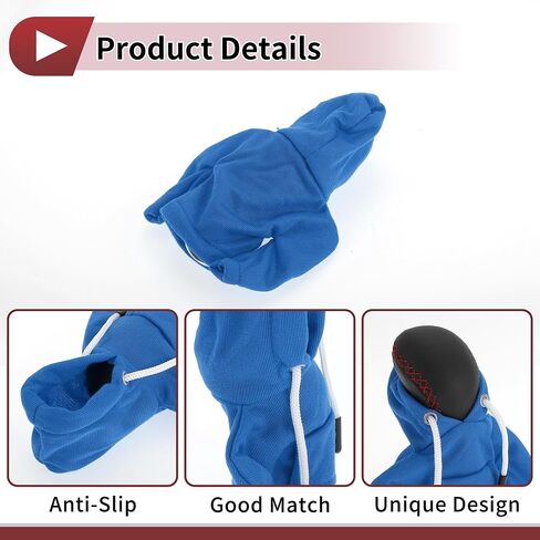 1 Pc Gear Shift Knob Cover Stick Shifting Handle Protector Hoodie Style Blue Fabric in Saudi Arabia