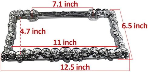YoungerCar 3D Skulls style ABS Chrome Plate Frame متوافق مع Universal 2 Hole No Cap in Kuwait