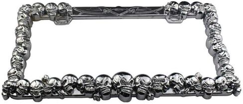 YoungerCar 3D Skulls style ABS Chrome Plate Frame متوافق مع Universal 2 Hole No Cap in Kuwait