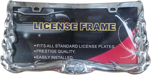 YoungerCar 3D Skulls style ABS Chrome Plate Frame متوافق مع Universal 2 Hole No Cap in Kuwait
