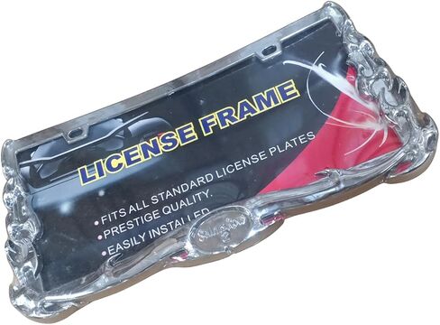 YoungerCar 3D Skulls style ABS Chrome Plate Frame متوافق مع Universal 2 Hole No Cap in Kuwait