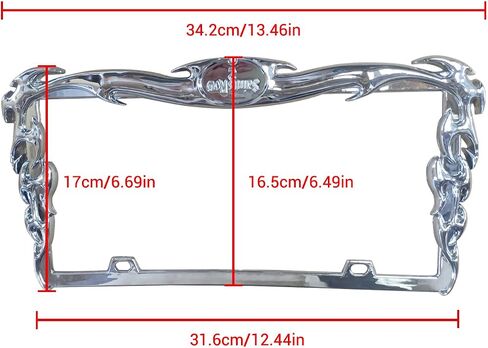 YoungerCar 3D Skulls style ABS Chrome Plate Frame متوافق مع Universal 2 Hole No Cap in Kuwait