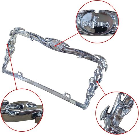 YoungerCar 3D Skulls style ABS Chrome Plate Frame متوافق مع Universal 2 Hole No Cap in Kuwait