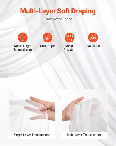 VEVOR Artificial Wedding Arch Flowers Kit, White Wedding Arch Flowers with Drapes Kit (Pack of 4) - 2 Pcs Floral Arrangement, 2 Pcs Sheer Drapes, for Ceremony Bouquets Reception Backdrop Decoration in Saudi Arabia