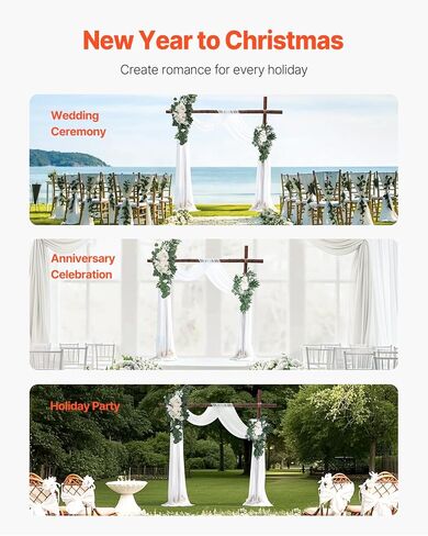VEVOR Artificial Wedding Arch Flowers Kit, White Wedding Arch Flowers with Drapes Kit (Pack of 4) - 2 Pcs Floral Arrangement, 2 Pcs Sheer Drapes, for Ceremony Bouquets Reception Backdrop Decoration in Saudi Arabia