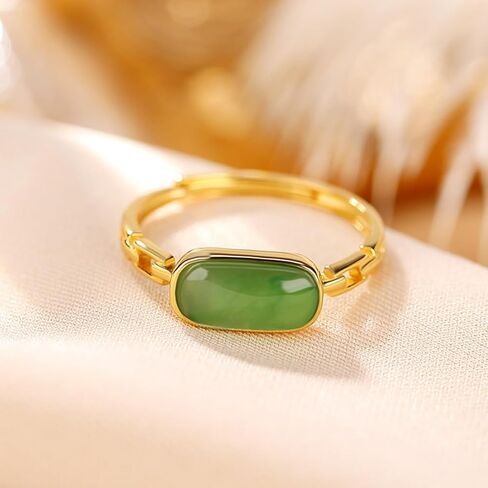 S925 Sterling Silver Jade Rings ، حلقة Jade Hetian على الطراز الصيني الجديد ، هدية مدروسة للزوجة in Saudi Arabia