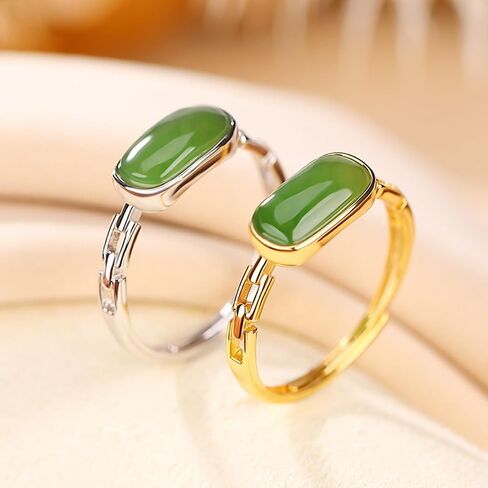S925 Sterling Silver Jade Rings ، حلقة Jade Hetian على الطراز الصيني الجديد ، هدية مدروسة للزوجة in Saudi Arabia