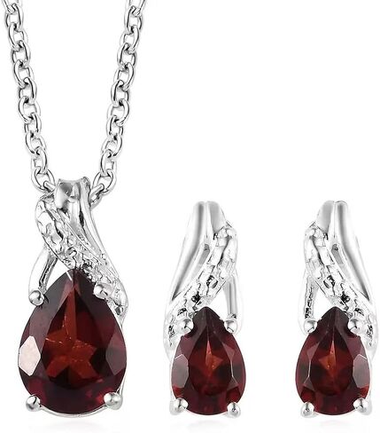 Costume Jewelry Sets for Women Elegant - Teardrop Pendant Necklace Set 20"& Dangle Drop Earrings Set 925 Sterling Silver Stainless Steel Birthstone Wedding Jewelry for Women in Kuwait