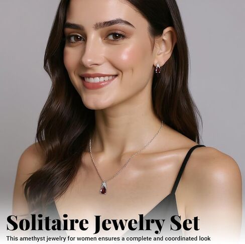 Costume Jewelry Sets for Women Elegant - Teardrop Pendant Necklace Set 20"& Dangle Drop Earrings Set 925 Sterling Silver Stainless Steel Birthstone Wedding Jewelry for Women in Kuwait