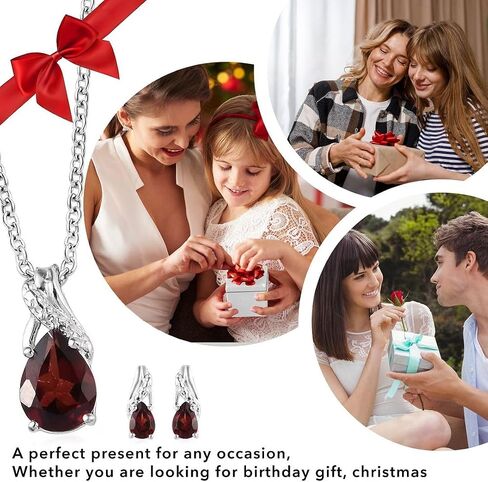 Costume Jewelry Sets for Women Elegant - Teardrop Pendant Necklace Set 20"& Dangle Drop Earrings Set 925 Sterling Silver Stainless Steel Birthstone Wedding Jewelry for Women in Kuwait