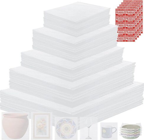 AOBOPLE 250 Pack Moving Packaging Supplies,5 Sizes Cushion Foam Pouch (16x16",16x12",12x12",12x7.5",7.5x7.5") with 12x12" Foam Wrap Sheets,Packing Supplies to Protect Dishes,Photo Frame,Glasses,china in Kuwait