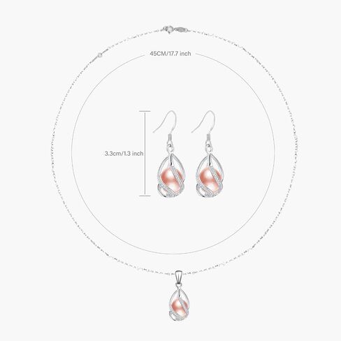 Jewelry Set For Women 100% Natural Freshwater Pink Pearl Jewelry Sets 925 Sterling Silver Jewelry Sets Include Pearl Earrings Necklace for Wedding Birthday Anniversary in Saudi Arabia