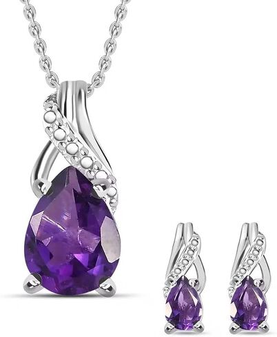 Costume Jewelry Sets for Women Elegant - Teardrop Pendant Necklace Set 20"& Dangle Drop Earrings Set 925 Sterling Silver Stainless Steel Birthstone Wedding Jewelry for Women in Kuwait