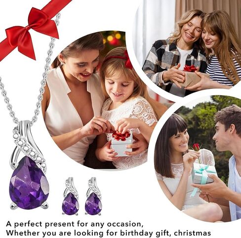 Costume Jewelry Sets for Women Elegant - Teardrop Pendant Necklace Set 20"& Dangle Drop Earrings Set 925 Sterling Silver Stainless Steel Birthstone Wedding Jewelry for Women in Kuwait