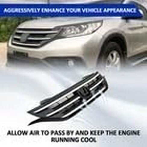 Pront Pumper Topper Grille Fit لعام 2012 2013 2014 Honda CRV CR-V ، Chrome Grille Hood Mesh Mesh Grill OE Direct Reply HO1200211 71121T0GA01ZA (12-14) in Saudi Arabia
