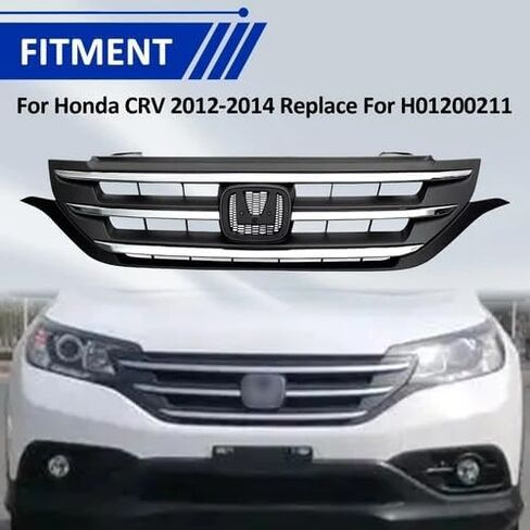 Pront Pumper Topper Grille Fit لعام 2012 2013 2014 Honda CRV CR-V ، Chrome Grille Hood Mesh Mesh Grill OE Direct Reply HO1200211 71121T0GA01ZA (12-14) in Saudi Arabia