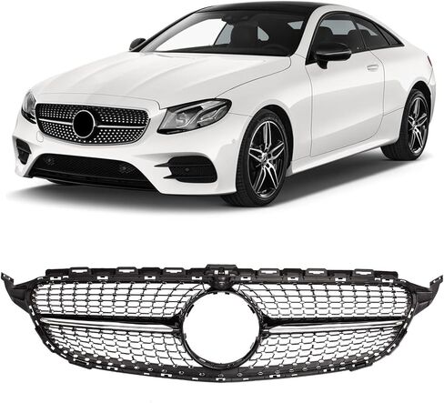 شواء Grille Grille Grille Colrill Karpal متوافق مع 2015-2018 Mercedes Benz W205 C-Class C250 C300 C400 استبدال 2058881260 Black + Chrome in Saudi Arabia