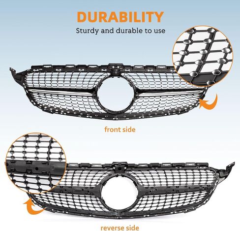 شواء Grille Grille Grille Colrill Karpal متوافق مع 2015-2018 Mercedes Benz W205 C-Class C250 C300 C400 استبدال 2058881260 Black + Chrome in Saudi Arabia