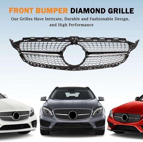 شواء Grille Grille Grille Colrill Karpal متوافق مع 2015-2018 Mercedes Benz W205 C-Class C250 C300 C400 استبدال 2058881260 Black + Chrome in Saudi Arabia