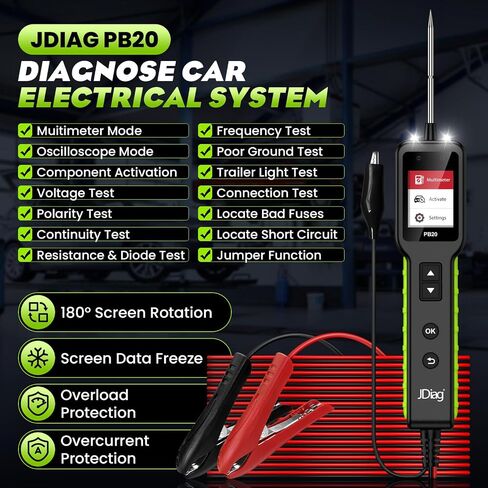 JDIAG Automotive Circuit Tester 0-80V DC, 12V 24V Digital Multimeter with Waveform Display, Buzzer, Flashlight, Short Finder, Continuity Tester, Voltage Tester for Diagnostic, Activating Components in Saudi Arabia