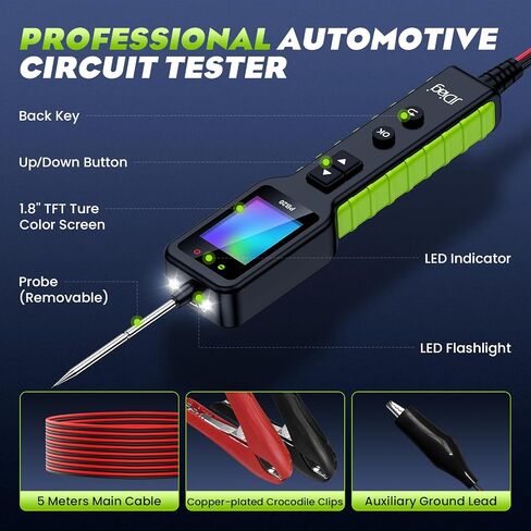 JDIAG Automotive Circuit Tester 0-80V DC, 12V 24V Digital Multimeter with Waveform Display, Buzzer, Flashlight, Short Finder, Continuity Tester, Voltage Tester for Diagnostic, Activating Components in Saudi Arabia