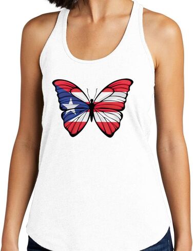 Butterfly Puerto Rico Tank Top Fitted Racerback Women's in Kuwait