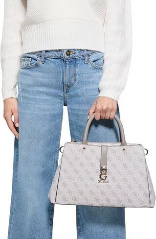 GUESS Zamira Luxury Satchel, Dark Taupe Logo in Saudi Arabia