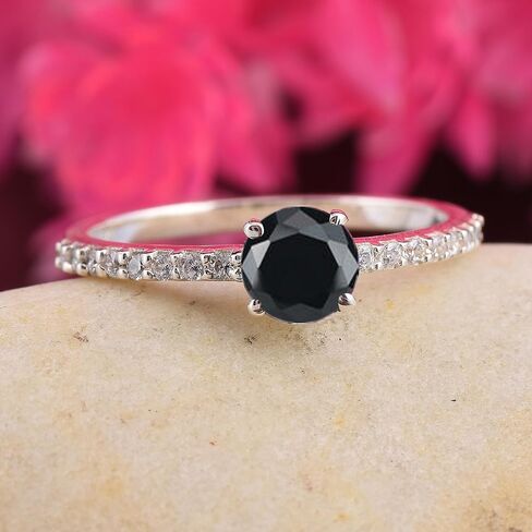 Black Tourmaline Round Shape Silver Ring husband gift- Solid Silver Black Tourmaline loose stone Rings - Black Tourmaline 925 Silver Ring suppiler jewelry gift for mom birthday in Saudi Arabia