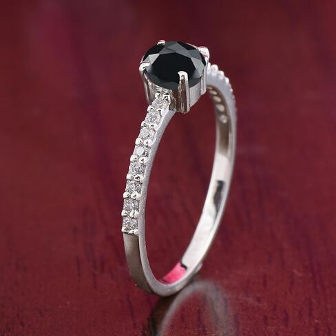 Black Tourmaline Round Shape Silver Ring husband gift- Solid Silver Black Tourmaline loose stone Rings - Black Tourmaline 925 Silver Ring suppiler jewelry gift for mom birthday in Saudi Arabia