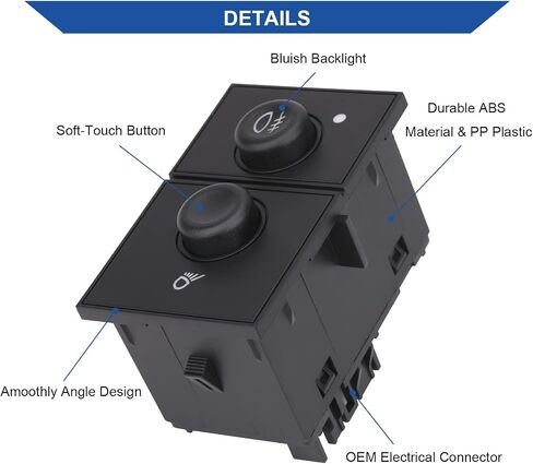 Fog Lamp Switch Cargo Light Switch Compatible with 03-07 Chevy Chevrolet Tahoe Avalanche Suburban Silverado Cadillac Escalade GMC Yukon Sierra 1500 2500 3500 Replace 15143597 15076588 Bluish LED in Saudi Arabia