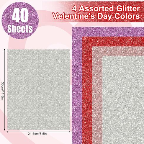 40 Sheet Christmas Glitter Cardstock Red Green Gold Silver Xmas Thick Card Stock Paper 92lb/250gsm Paper Cards for Prints Scrapbook DIY Craft Supplies, 8.5 x 11 Inch in Saudi Arabia